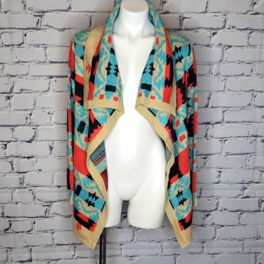 Kate Collections Aztec Open Front Sweater